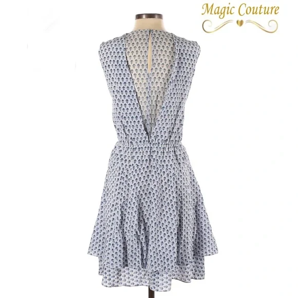 Rebecca Taylor Blue and White Silk Sheer Back Dress 💙🤍💙 - Picture 2 of 9